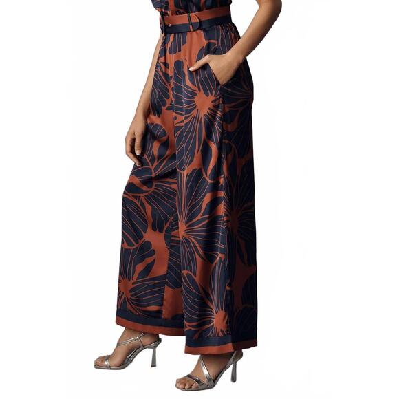 NEW HUTCH benny halter belted floral jumpsuit in orange/ navy - Picture 5 of 5